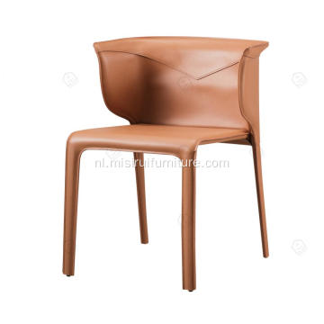 Italiaanse minimalistische oranje zadelleer enkele stoelen